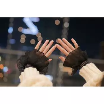 Korean Style Beautiful Oversleeves Lace Lace Oversleeve Women s Flared Cuffs Clothes Decorative Sleeves Oversleeve Beauty Nail Photographing Black All yards