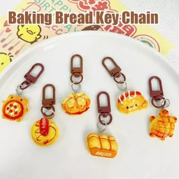 Korean Style Cartoon Pendant Acrylic Baking Bread Keychain Sweet Gift Style B