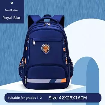 Korean Style Children s Burden Reduction Spine Protection Water-Proof Primary School Students Schoolbag Small size Royal Blue