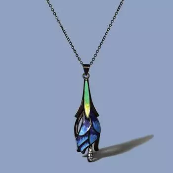 Korean Style Fashion Dreamy Color Blue Lotus Necklace Ethnic Style Beauty Fresh Collarbone Chain