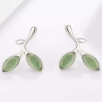 Корейский стиль свежие сладкие зеленые серьги-гвоздики в форме листа маленькие изысканные серьги-листья женские Ins стиль
