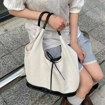 Корейская вместительная женская сумка через плечо в стиле пэчворк, простая дорожная сумка для покупок, универсальные холщовые сумки на одно плечо