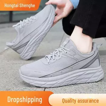 Korean Style Men s Lace-Up Sports Shoes - Autumn/Winter, Non-Slip Rubber Sole, Low-Top, Two-Color Wedge Heel. 42 серый