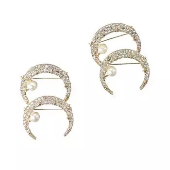 Korean Style Moon Jewelry Clothing Accessories Star Lapel Pins Suit Shirt Badge Pearl Brooches золотой