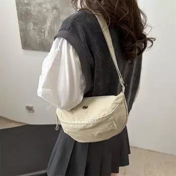 Korean Style Nylon Shoulder Bag Wide Shoulder Strap Dumpling Bag Outdoor хаки
