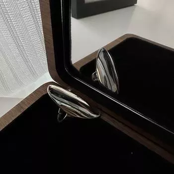 Korean Style S925 Sterling Silver Arc-Shaped Polished Ring Adjustable Open Size