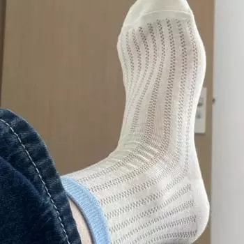 Korean Style Summer Thin Mesh Mid-Tube Cotton Socks in Pastel Colors One Size розовый/белый