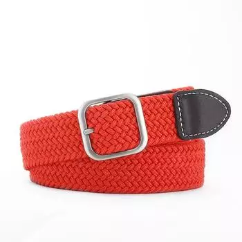 Korean Style Unisex Elastic Woven Pin Buckle Leather Belt - No Punching, Versatile Casual Waistband for Men s Canvas Pants 105 cm