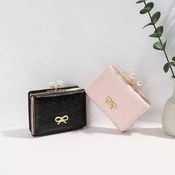 Korean Style Women s Tri-fold Wallet - Cute Cartoon Butterfly Card Holder чёрный