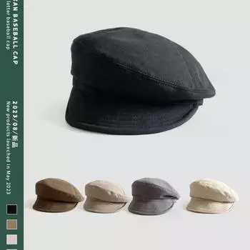 Корейская версия берета женская черная шляпа художника, показывающая лицо, маленькая восьмиугольная шляпа, облачная шляпа газетчика, британская ретро-бейсболка, осень M56-58cm хаки
