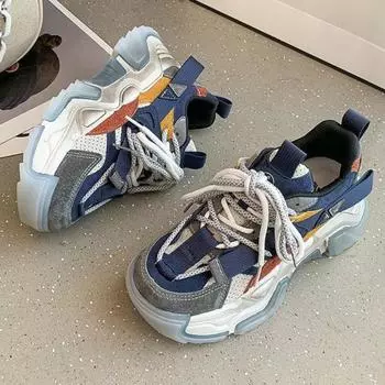 Корейская версия дышащие удобные толстые женские кроссовки 2024новая мода повседневная простая универсальная женская обувь зимнее время 35