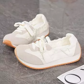 Korean Version Dexun Shoes Womens 2025 Spring New Shallow Casual Cloth Shoes Fashionable Versatile Flat-Soled Sneakers For Women 35 бежевый