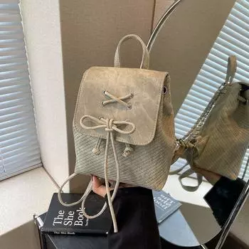 Корейская версия нишевой сумки-рюкзака с бантом 2024 года, новая симпатичная простая портативная сумка на плечо, повседневная универсальная школьная сумка 21*11*24