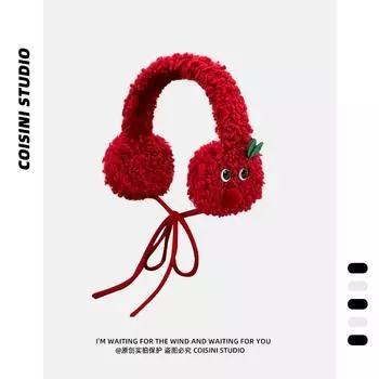 Корейская версия Niche Design Apple Shape Eararmuffs женские зимние простые и милые плюшевые теплые забавные наушники со шнуровкой