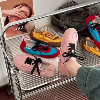 Korean version of comfortable color matching German training shoes spring and summer new retro comfortable lace-up casual fashion sports board shoes 35
