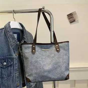 Korean version of commuting to work large-capacity bag women s spring new autumn and winter fashion tote bag simple shoulder bag серый