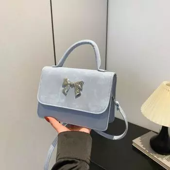 Корейская версия модной сумки для женщин 2024 года, новая простая однотонная сумка-бабочка, маленькая квадратная сумка с текстурой, нишевая сумка-мессенджер для женщин чёрный