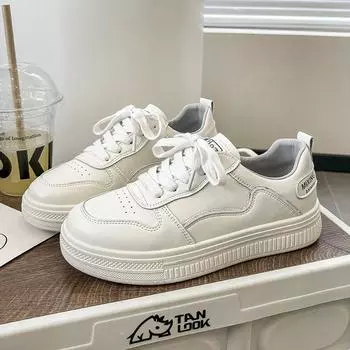 Korean version of fashion flat white shoes women s 202 summer new versatile breathable thick-soled student leisure sports board shoes 35