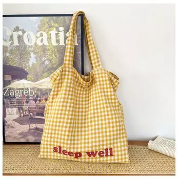 Korean version of fashion plaid large-capacity armpit bag women s bag versatile 2024 new tote bag shoulder bag