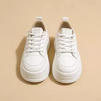 Korean version of fashion thick-soled white shoes for women s 2025 new models, taller and thinner, comfortable and lightweight sports and leisure b 35 чёрный