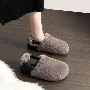 Korean version of Mao Mao slippers women wear platform Internet celebrity Doudou shoes velvet cotton shoes large size women s slippers 41-43 33