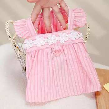 Korean version of pet small dog Teddy Pomeranian dog clothes princess traction spring and summer thin vertical strip doll skirt S