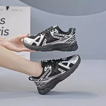 Корейская версия кроссовок для папы на платформе, осенние, новые, уличные, студенческие, повседневные, кроссовки для бега, женские, ZA 35 серебряный