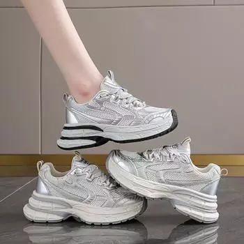 Korean version of platform dad shoes women s 2024 new autumn mesh breathable height increase sports casual running shoes ins tide 35