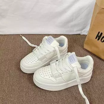 Korean version of platform white shoes women s ins tide 2025 autumn new niche versatile breathable board shoes 35 белый