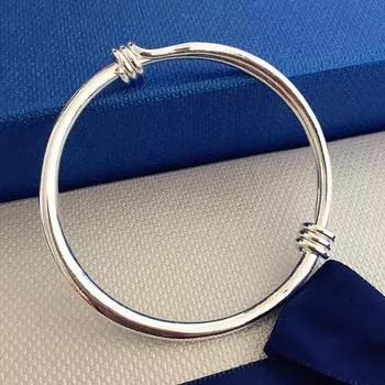 Korean version of silver fashion trend bracelet, men s and women s smooth and round temperament bracelet, couple s small fresh bracelet jewelry