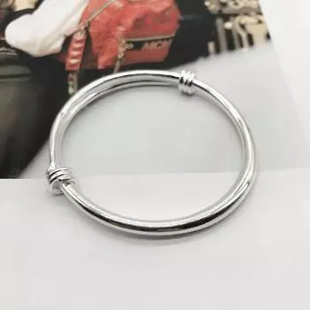 Korean version of silver simple fashion bell bracelet, men s and women s glossy bracelet popular versatile push-pull bracelet with jewelry