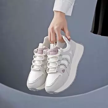 Korean version of the new dad shoes women s autumn student running sports street shooting Forrest Gump shoes women A 35 бежевый