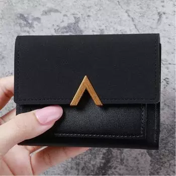 Korean version of the new ladies purse short retro card PU leather simple folding student wallet female