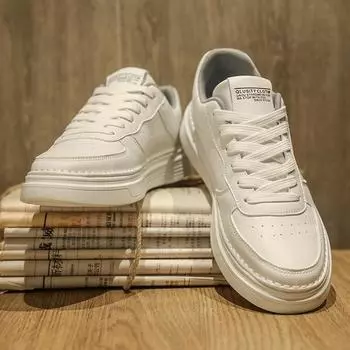 Korean version of trendy sports board shoes fashion casual men s simple white shoes four seasons low-top outer wear lace-up student shoes 39