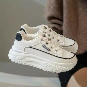 Korean version of white shoes for women s 2024 new student casual street shoes for women s thick-soled heightening sports shoes 35 белый