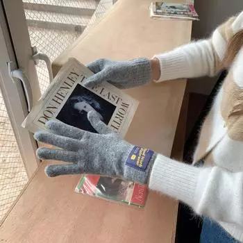 Korean Version of Winter Warm Candy Color Fingerless Touch Screen Cute Woolen Knitted Split-finger Cold-proof Cycling Gloves for Women, Versatile one size fits all