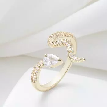 Korean version of Xiaoqing Xinfeng women s ring, personalized winding snake inlaid zircon ring, opening adjustable index finger ring Opening adjustable