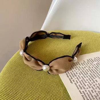 Korean Woman Pearl Hairbands Elegant Hair Accessories Wide Hair Hoop Bezel Headwear Retro Female Headbands Size fits all