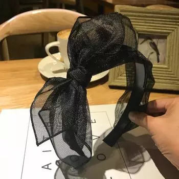 Korean Women Mesh Hairbands Knotted Hair Hoop Print Lips Bow Hair Accessories for Girls Fashion Female Headbands Size fits all