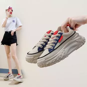 Korean Women s Spring 2025 Thick-Soled Heightening Running Shoes K6710 37 хаки