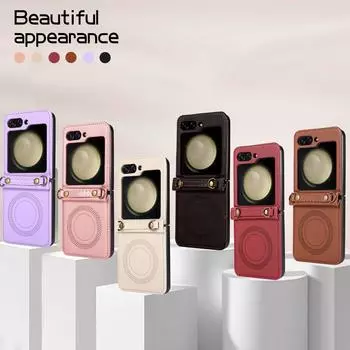 Korean ZFLIP3/4/5 Folding Phone Case with Magnetic Charging Lanyard Samsung ZFLIP 6+ Long Lanyard фиолетовый