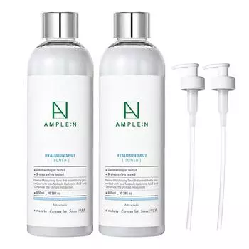 Koreana Ampoule N Hyaluronic Shot Toner, большая емкость, 600 мл x 2 + помпа для тонера, 1 комплект