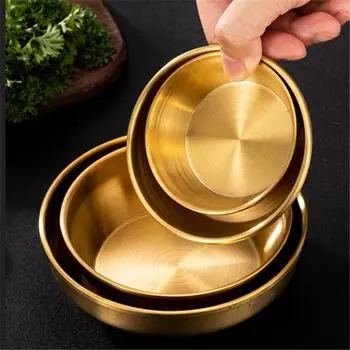 Корейская 304 нержавеющая сталь приправа блюдо соус макание круглая золотая барбекю блюдце тарелки кухонная утварь
