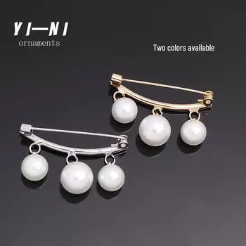 Корейская антиэкспозиционная брошь-булавка с тремя жемчужинами - европейский и американский стиль YNCP01874 золотой