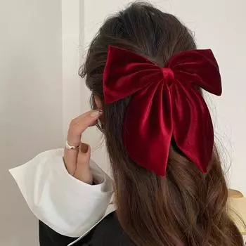 Корейская бархатная заколка-бантик — элегантная заколка для челки для женщин и девочек