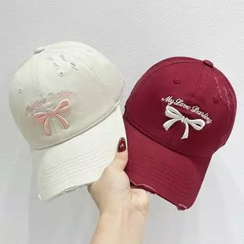 Корейская бейсболка с бантом для женщин Y2K розовые банты вышитые Snapback Hat летняя регулируемая мягкая кепка с козырьком Gorras Adjustable