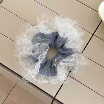 Корейская большая плиссированная резинка для волос с кружевной отделкой в горошек, женская, с высоким чувством, с мягким темпераментом, резинка для хвостика, аксессуары