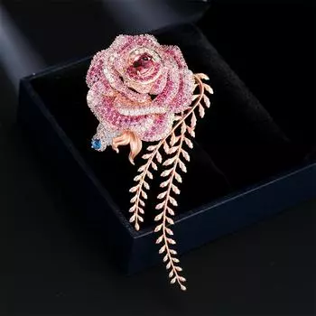 Корейская брошь высокого класса класса люкс с розовым бриллиантом в виде камелии, элегантный темпераментный кардиган, пальто, булавка, брошь розового золота