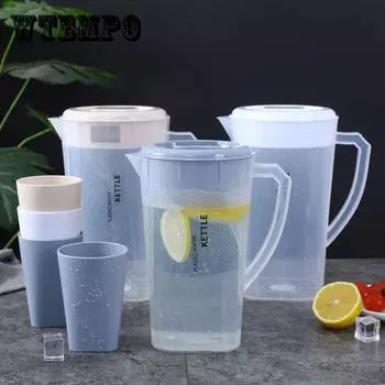 Корейская бутылка для холодной воды, бытовой набор большой емкости, термостойкая чашка для воды, бытовая утолщенная бутылка для холодной воды, пластиковая чашка, устойчивая к падению 2.2L