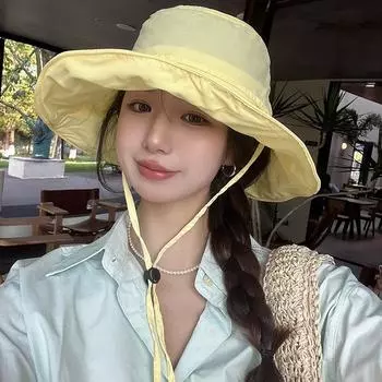 Корейская быстросохнущая шляпа рыбака, летняя шляпа с большим полями, солнцезащитная шляпа и козырек от солнца, японская дорожная шляпа Sweet Basin 56-58cm